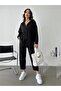 Women's Beige Double Linen Shirt Short Leg Trousers Top Bottom Set Black - 6
