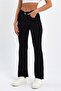 Black Flare Jeans Fadeless Denim Trousers Power Lycra High Waist - 6