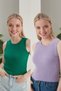 Women's Green Lilac Halter Neck 2-Piece Crop Blouse