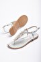 Women's Silver Flip Flops Sandals - 5