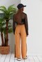 Camel Elastic Waist Palazzo Trousers with Side Slits - 4