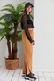 Camel Elastic Waist Palazzo Trousers with Side Slits - 8