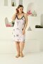 Women's Large Size Rope Strap Viscose Floral Nightgown