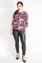 Women's Colorful Plus Size Collar Gathered Capri Sleeve Blouse 65n36329 - 4