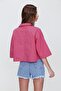 Women's Fuchsia Envelope Pocket Crop Poplin Shirt ALC-X6045 - 4