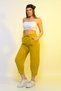 New Season Summer Elastic Waist Slim Trousers High Waist Women's Mustard Color Casual Trousers - 3
