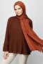 Red Brown Pleated Bamboo Shawl - 3