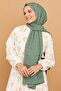 شال جاكار حريري بنمط مربعات خضراء - 6