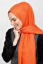 Orange Zigzag Pattern Cotton Jacquard Shawl - 8