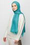 Mint Green Zigzag Pattern Cotton Jacquard Shawl - 4