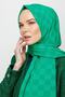 Benetton Green Checkerboard Pattern Silky Jacquard Shawl - 4