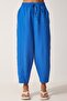Women's Dark Blue Linen Shalwar Trousers DZ00081 - 4