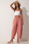 Women's Dark Powder Pocketed Linen Viscose Shalwar Trousers CV00001 - 2