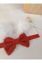 Child Baby White Pompom - Red Ribbon Bandana Set - 2