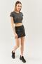 Smoked Short Sleeve Crew Neck Fitted 100% Cotton Camisole Flexible Crop Blouse - 7