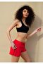 Women's Red Solid Color Two Side Zipper Mini Length Swimsuit Swim Shorts - 3