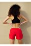 Women's Red Solid Color Two Side Zipper Mini Length Swimsuit Swim Shorts - 5