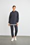 Text Hooded Basic Oversize Anthracite Bottom Top Tracksuit Set
