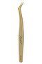 Tweezers, Dancing Swan, 45 Degree Angled, DS104, Leather Tweezers with Storage Bag, Gold
