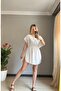 Women's White Wrinkled Fabric Pareo - 3