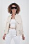 Beige Chain Detailed Jacket