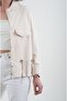 Beige Chain Detailed Jacket - 2