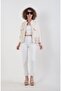 Beige Chain Detailed Jacket - 4