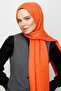 Orange Zigzag Pattern Cotton Jacquard Shawl - 6