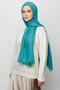 Mint Green Zigzag Pattern Cotton Jacquard Shawl - 5