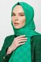 Benetton Green Checkerboard Pattern Silky Jacquard Shawl