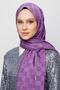 Lavender Checkerboard Pattern Silky Jacquard Shawl - 4