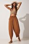 Women's Camel Pocket Linen Viscose Shalwar Trousers CV00001 - 2