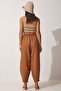 Women's Camel Pocket Linen Viscose Shalwar Trousers CV00001 - 4