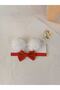 Child Baby White Pompom - Red Ribbon Bandana Set