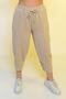 Women's Beige Color Elastic Waist Casual Pants High Waist Slim New Season Summer Trousers - 9