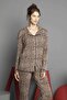 Women's Leopard Cotton Buttoned Pijama Set - 6
