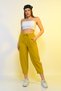 New Season Summer Elastic Waist Slim Trousers High Waist Women's Mustard Color Casual Trousers
