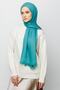 Mint Green Zigzag Pattern Cotton Jacquard Shawl - 6