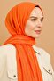 Orange Pleated Bamboo Shawl - 7