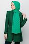 Benetton Green Checkerboard Pattern Silky Jacquard Shawl - 7