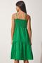 Women's Green Strappy Flounce Summer Poplin Dress DD01226 - 4