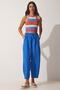 Women's Dark Blue Linen Shalwar Trousers DZ00081