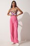 Women's Pink Waist Velcro Closure Loose Pants YL00001 - 2