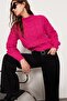 Fuchsia Cropped Mock Neck Knit Sweater TWOAW22KZ1634 - 3