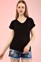 Women's Black 2-Pack V-Neck Basic T-shirt - 2