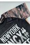 Boy's Black Color New York Written Sleeve Camouflage Summer T-Shirt - 3