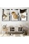 Triple Abstract Pattern Triple Mdf Table Set with Silver Mirrored Plexi Frame