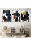 Triple Abstract Pattern Triple Mdf Table Set with Silver Mirrored Plexi Frame