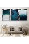 Blue Color Triple Mdf Table Set with Silver Mirrored Plexiglass Frame