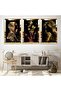 Gold Women and Butterfly Triple Mdf Painting Set with Gold Mirrored Plexiglass Frame Background